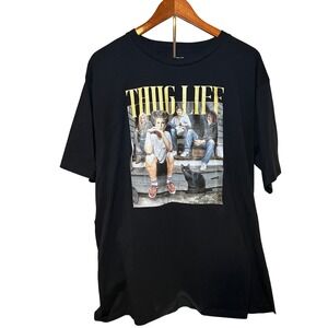 Funny Cosmos Woman's Size 2XL Black Thug Life Graphic T Shirt